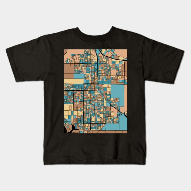 Oxnard Map Pattern in Mid Century Pastel Kids T-Shirt by PatternMaps